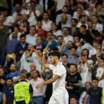 Marco Asensio celebra su gol ante el Leipzig, que era el segundo del Real Madrid