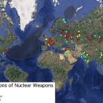Mapa aproximado de la ubicación de las armas nucleares en nuestro planeta.