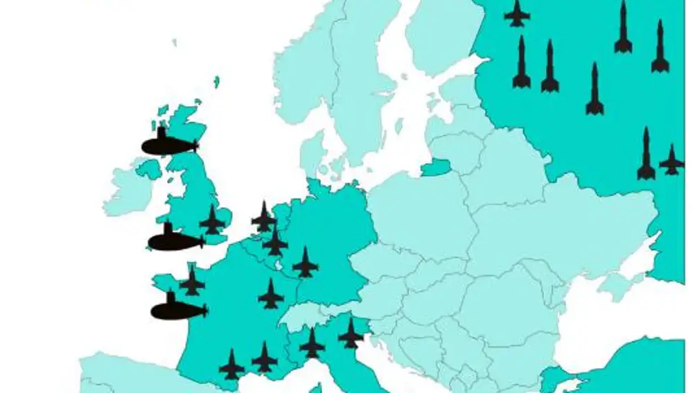 Según un informe de la Oficina Internacional de la Paz (International Peace Bureau) esta es la localización de armas nucleares en Europa.