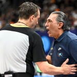 Sergio Scariolo, después de ser sancionado con una técnica en la final del Eurobasket