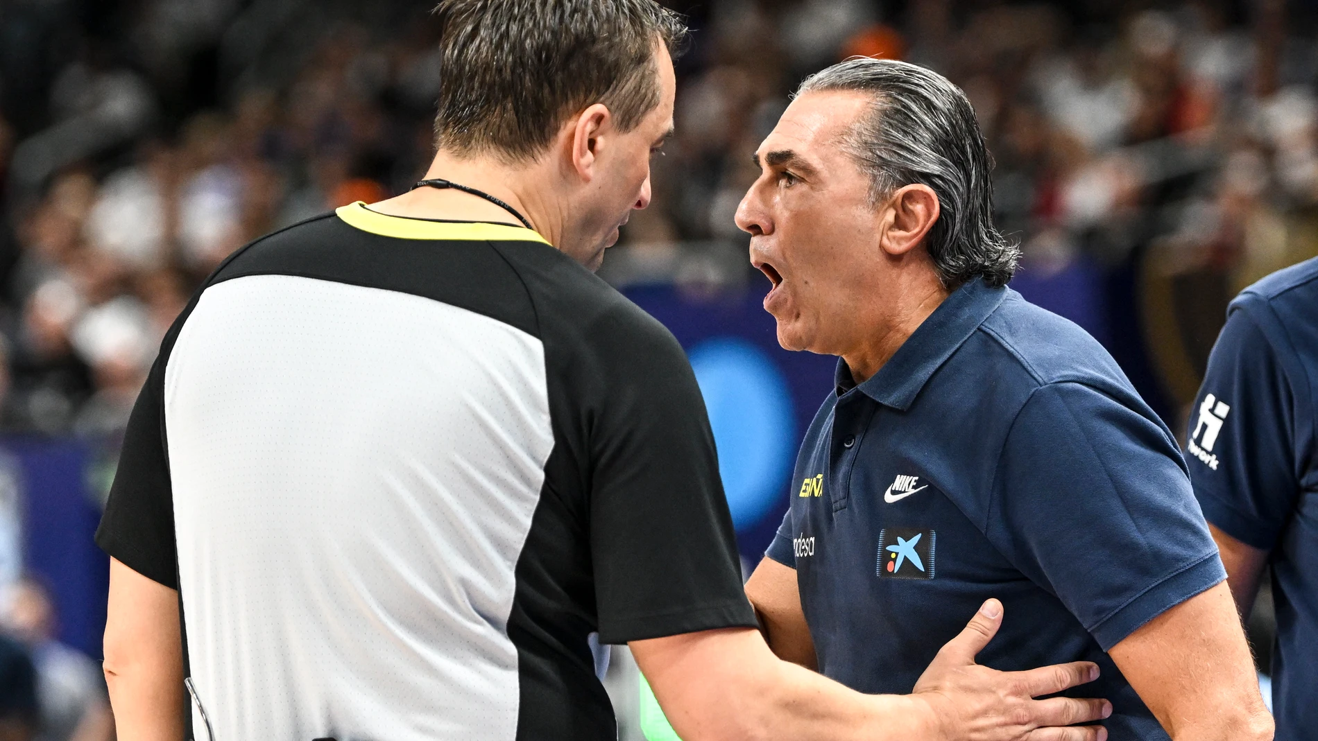 Sergio Scariolo, después de ser sancionado con una técnica en la final del Eurobasket
