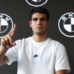 Carlos Alcaraz, durante su presentación como nuevo embajador de BMW