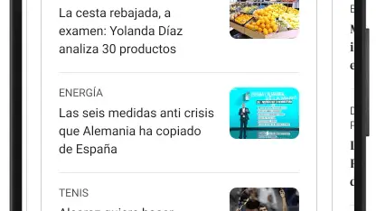 Un ejemplo de cómo se verán los paneles de News Showcase de algunos de nuestros socios en España