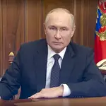 Imagen de vídeo del presidente Vladimir Putin dirigiéndose hoy a la nación