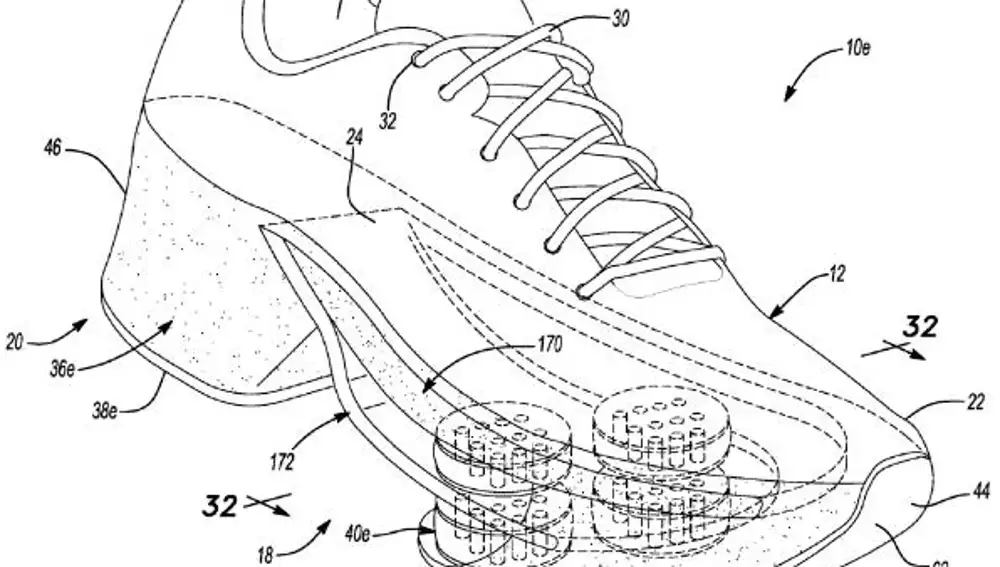 Las cámaras de aire en la patente de Nike