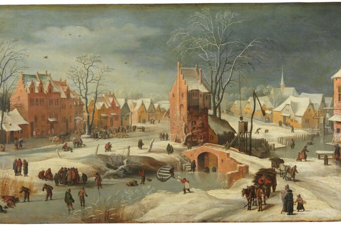 Imagen de la obra "Paisaje nevado", atribuido al pintor barroco flamenco Jan Brueghel el Joven, una de las piezas investigadas