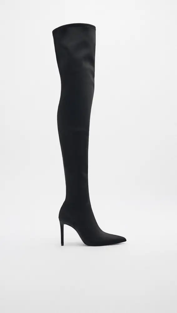 Botas tacón alto tejido.