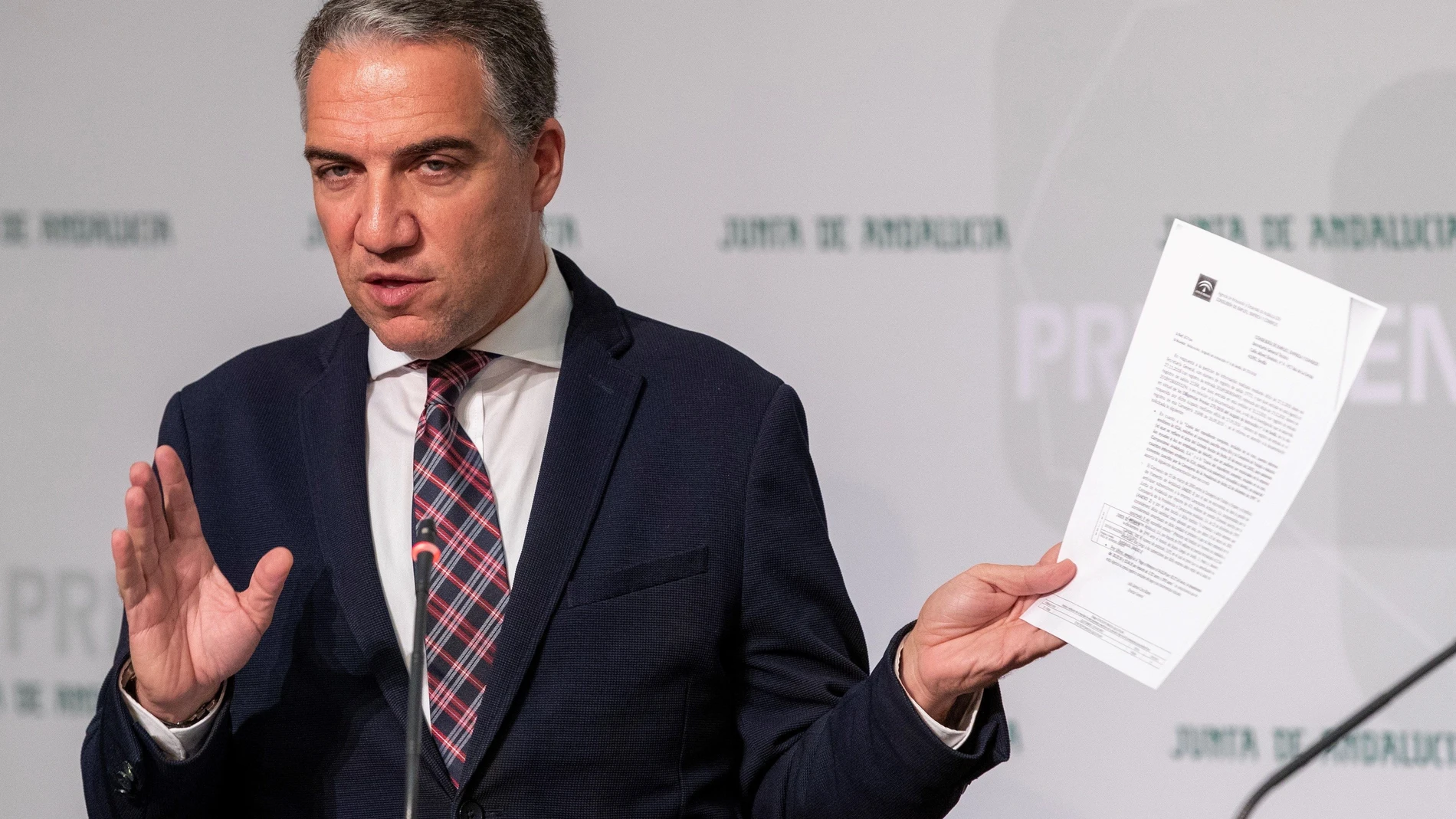 El consejero de Presidencia y portavoz de la Junta de Andalucía, Elías Bendodo