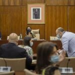 Imagen de la constitución de la comisión ligada al Covid-19 en el Parlamento andaluz