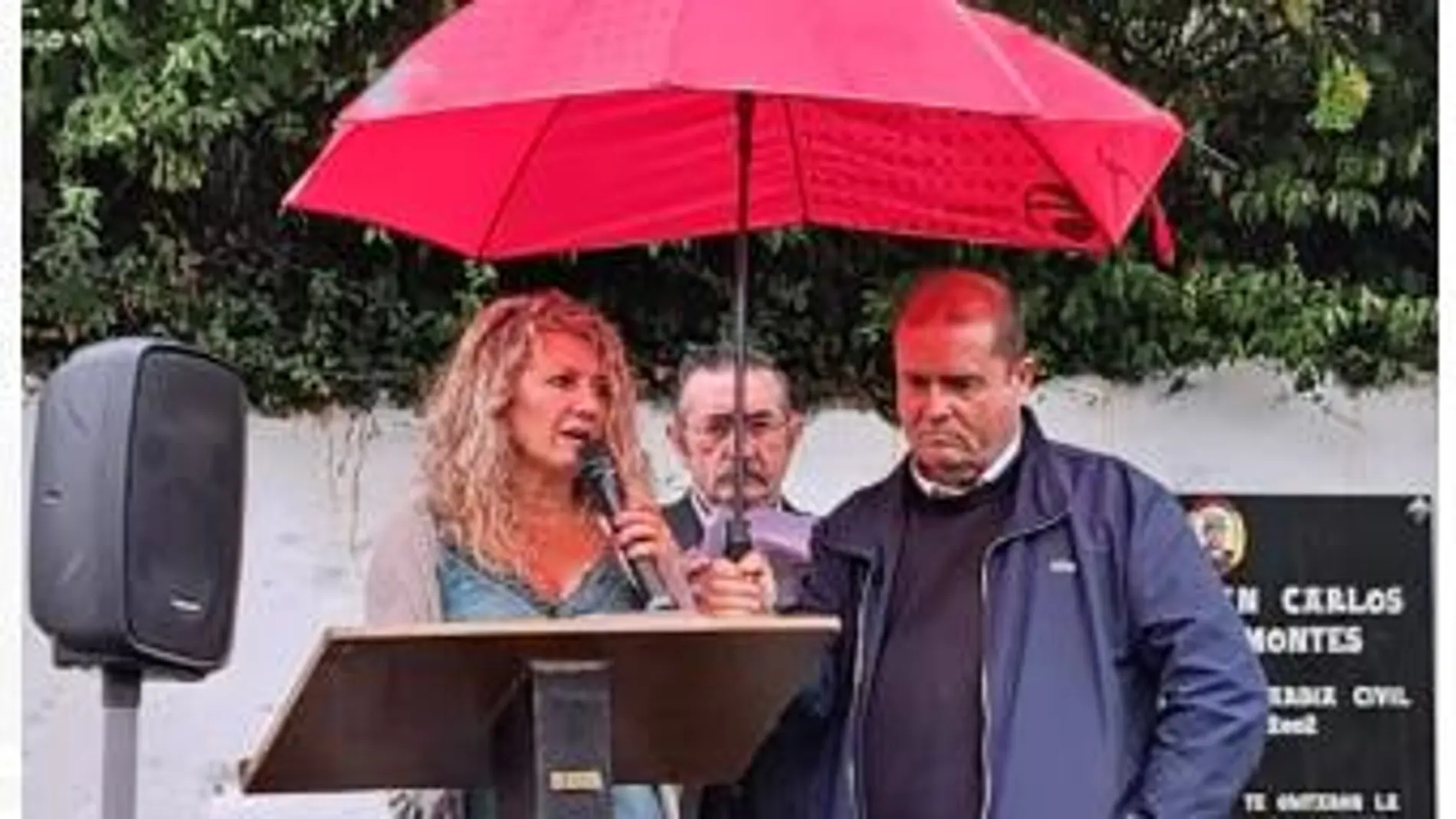 María José rama, viuda del cabo Beiro, durante el acto en el que pronunció unas palabras en las que denunció que las víctimas se sienten traicionadas