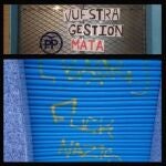 El PP denuncia pintadas a la sede del partido en Moratalaz y Barajas en las que se leen 'vuestra gestión mata'