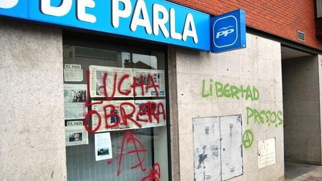 Ataque sede del PP en Parla