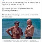 Tuit del PP denunciando un encuentro del ministro de Justicia, Juan Carlos Campo, con Manuel Chaves,