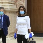 La líder del PSOE-A, Susana Díaz, esta mañana en el Parlamento andaluz