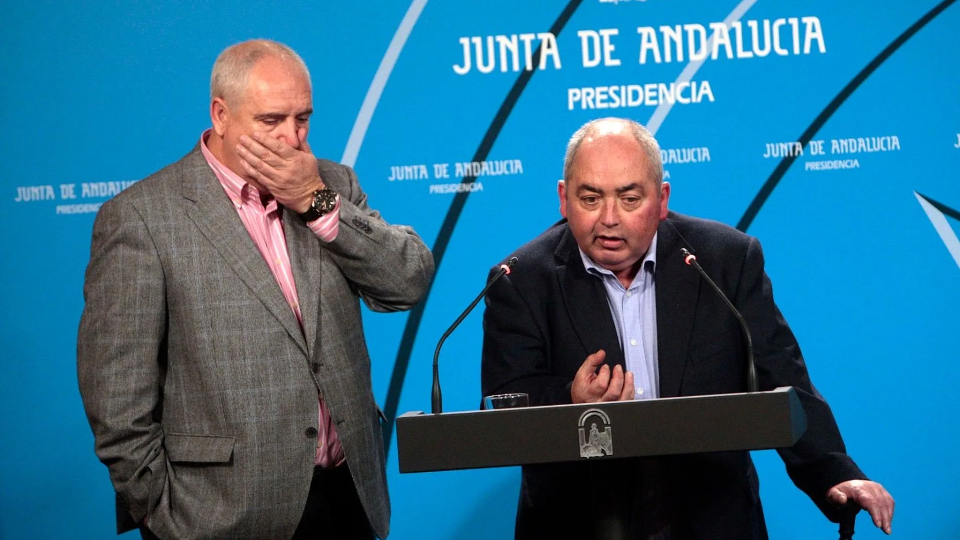 Los ex líderes de CC OO-A y UGT-A, Francisco Carbonero, a la izquierda, y Manuel Pastrana, respectivamente