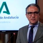 El consejero de la Presidencia y portavoz del Gobierno andaluz, Elías Bendodo, ayer en San Telmo