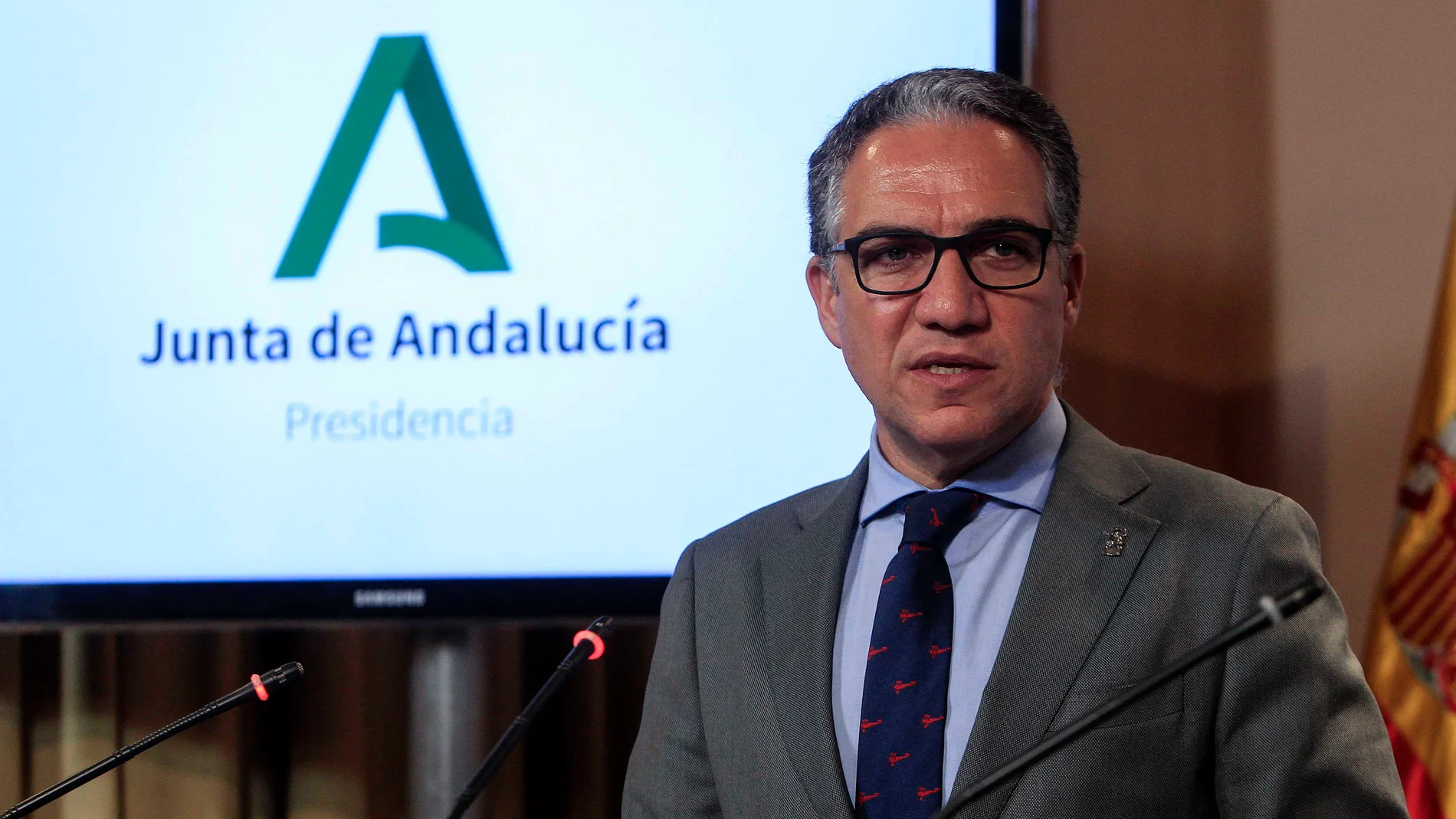 El consejero de la Presidencia y portavoz del Gobierno andaluz, Elías Bendodo, ayer en San Telmo
