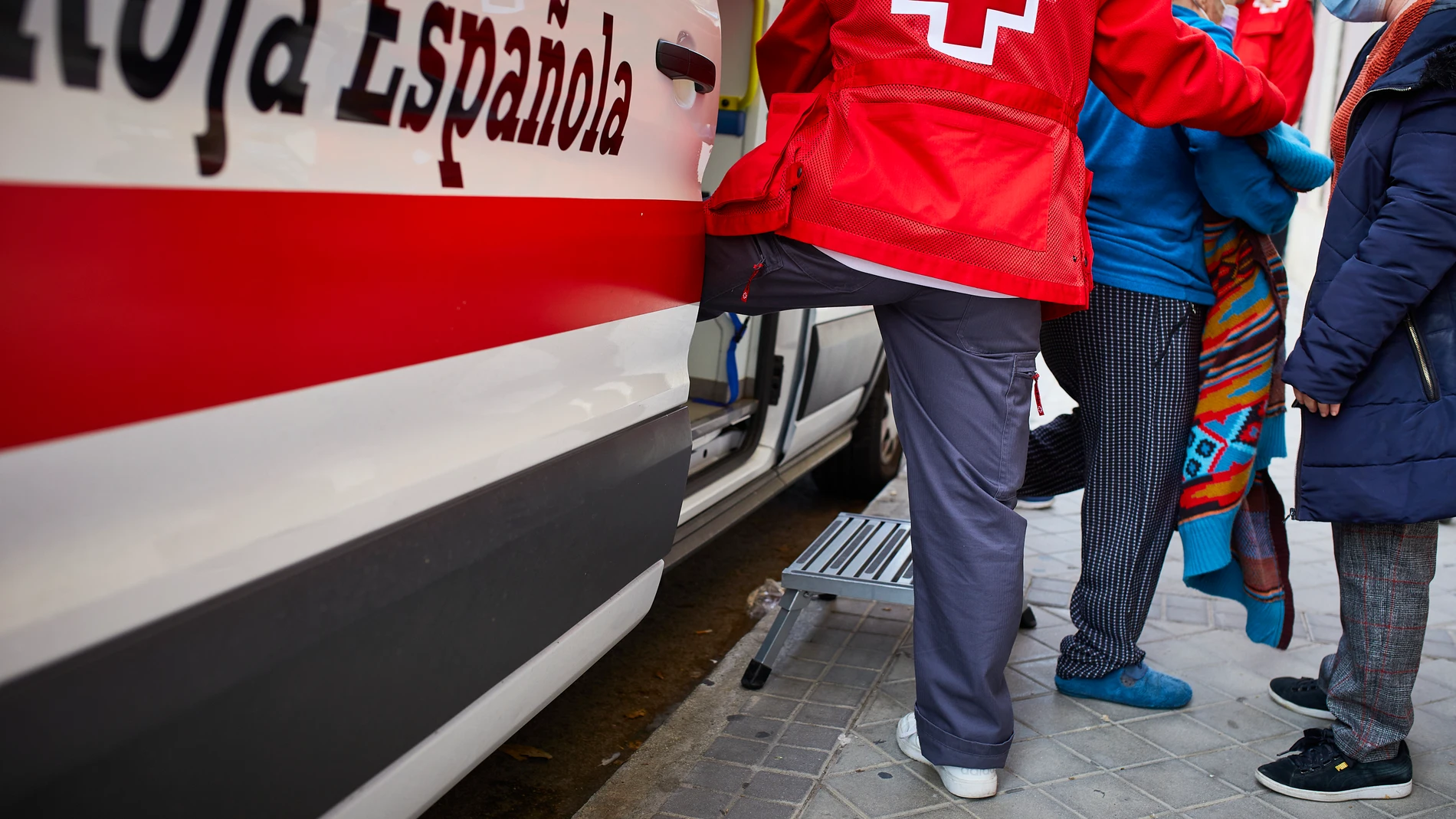 Dispositivo de Cruz Roja de vacunación contra la gripe en Aranjuez (Madrid)