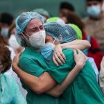 Imagen de trabajadores del hospital Severo Ochoa, en Leganés