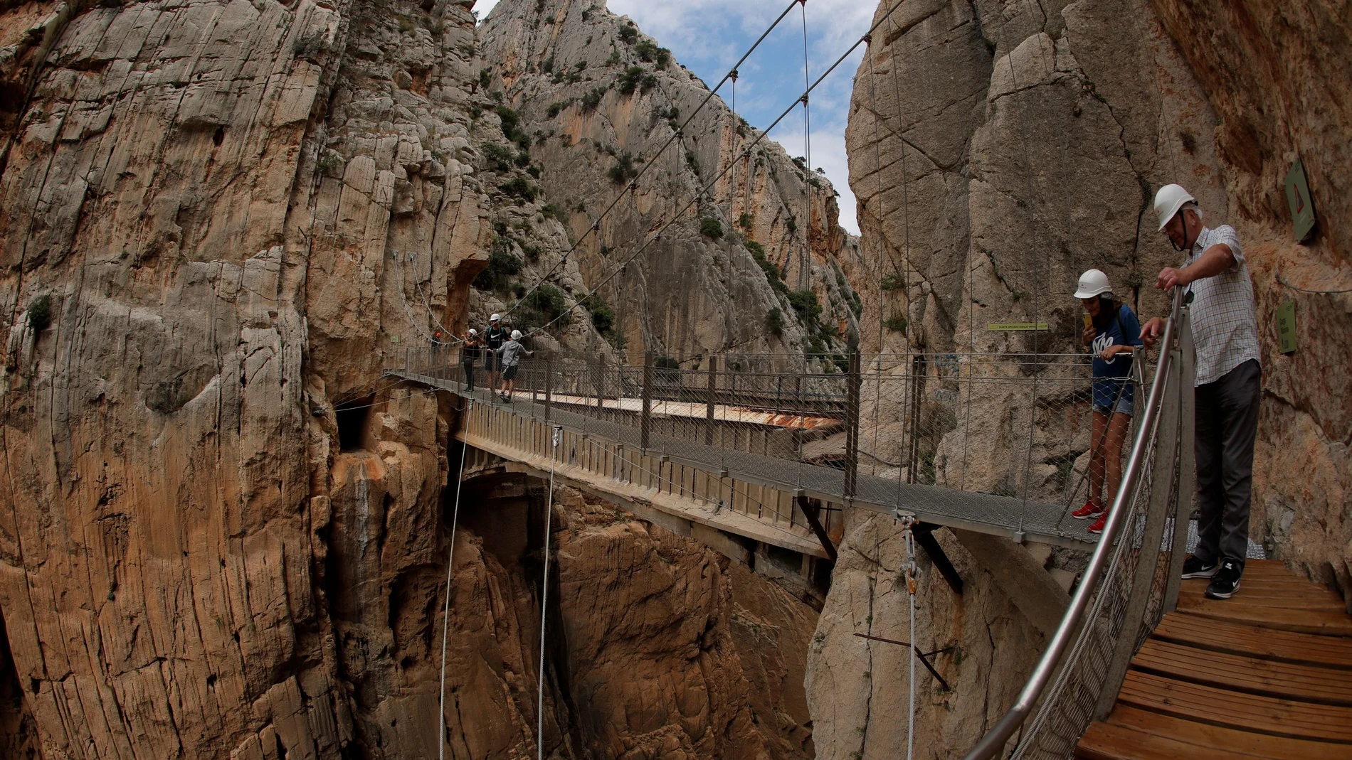 Visitors walk along the Caminito del Rey (The King's Little Pathway) in Ardales-Alora