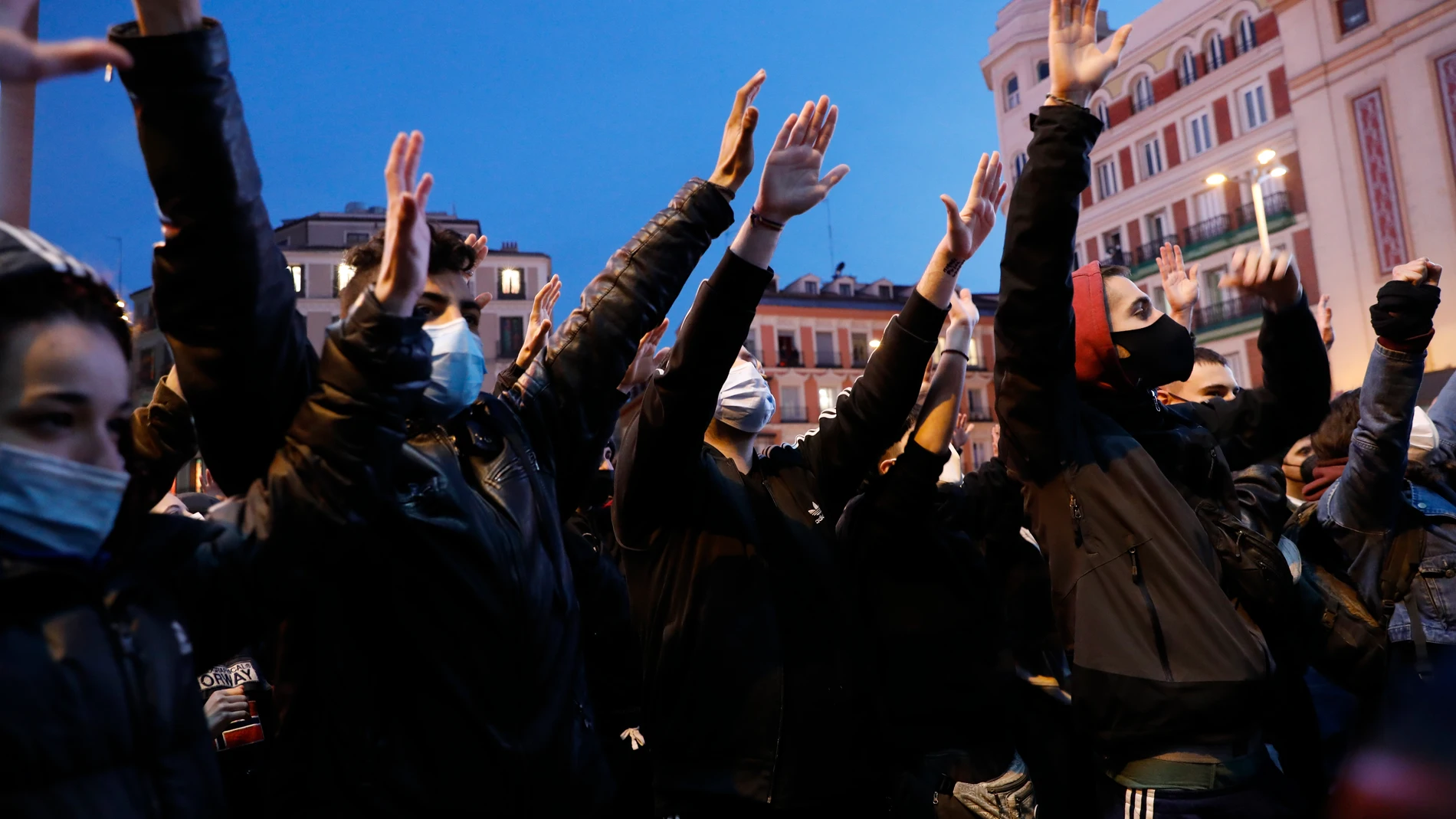 Manifestación en la plaza de Callao en Madrid para pedir la libertad de Pablo Hasel