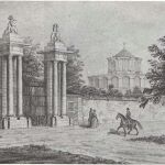 Grabado de la entrada al Casino de la Reina