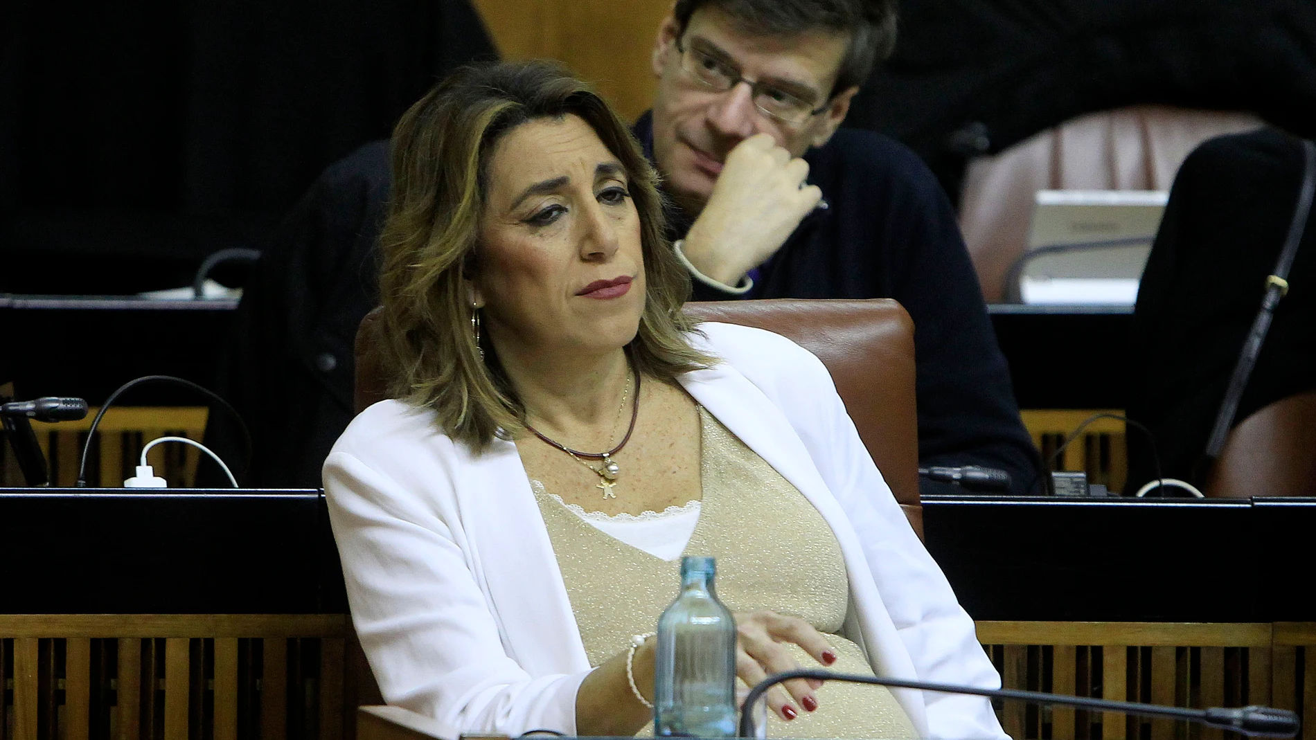 La líder del PSOE-A y ex presidenta de la Junta, Susana Díaz, en el Parlamento andaluz