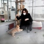 Isabel Díaz Ayuso juega con un gato en las instalaciones del Centro Integral de Acogida de Animales de la Comunidad de Madrid