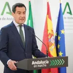 El presidente de la Junta de Andalucía, Juanma Moreno, este viernes en Jaén