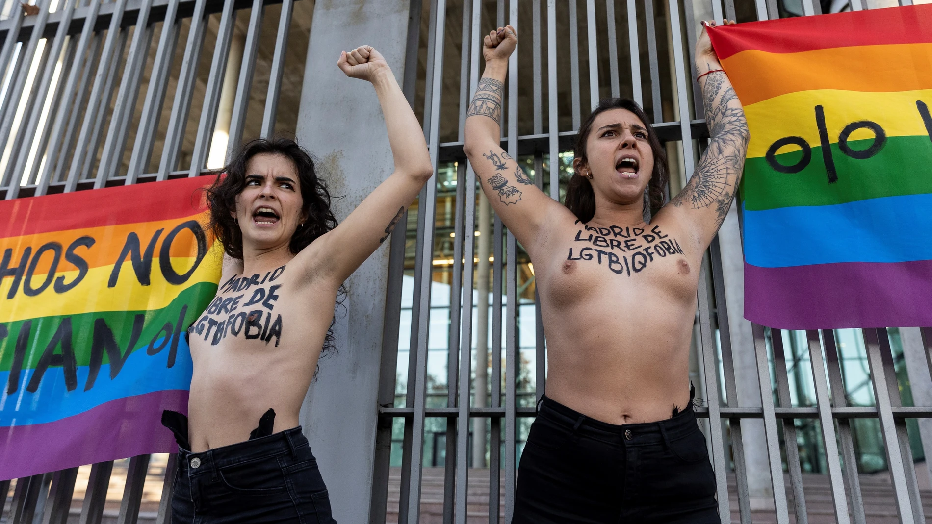 Activistas de Femen protestan a las puertas de la Asamblea de Madrid
