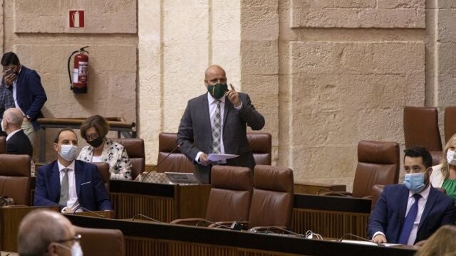 El portavoz adjunto de Vox, Rodrigo Alonso, en el Parlamento andaluz