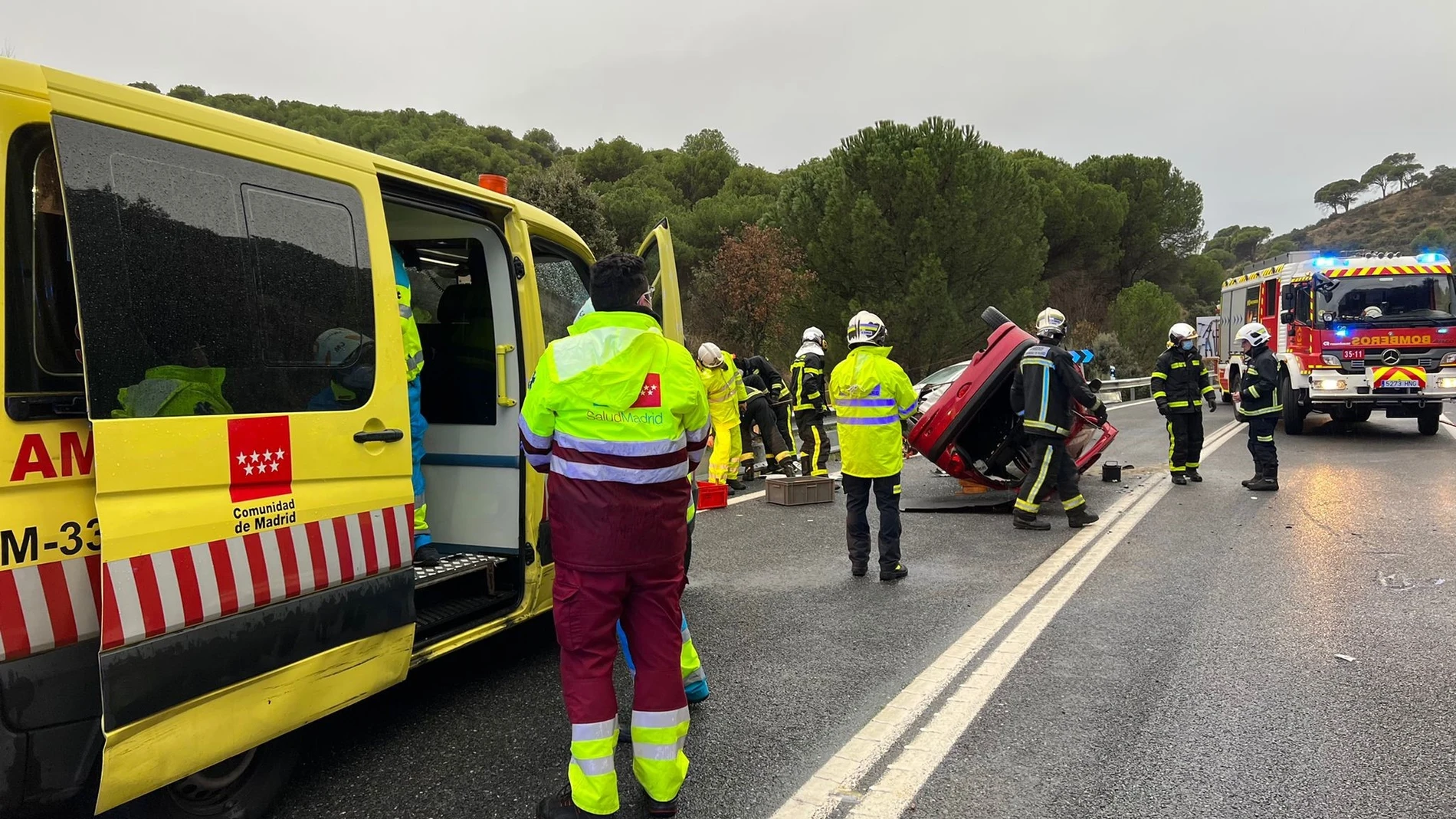 Accidente en la M-501 en Navas del Rey