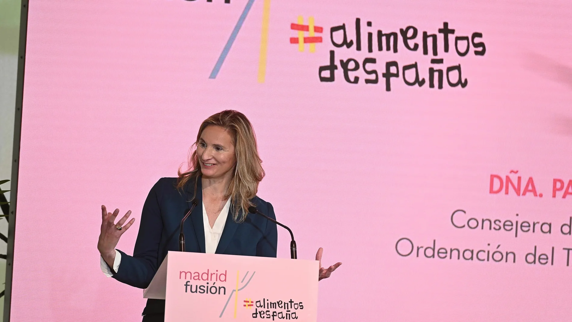 La consejera de Medio Ambiente de la Comunidad de Madrid, Paloma Martín, durante la presentación de la próxima edición del congreso gastronómico internacional Madrid Fusión