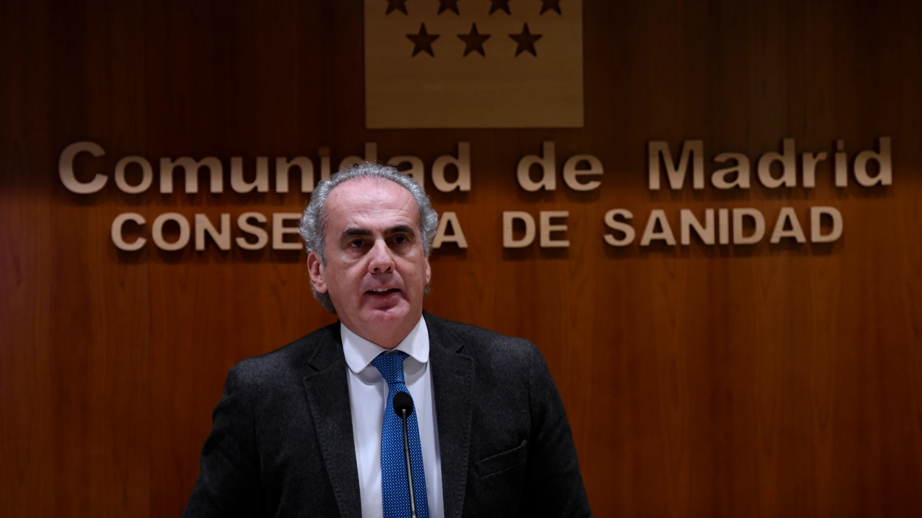 El consejero de Sanidad de la Comunidad de Madrid, Enrique Ruiz Escudero, durante una rueda de prensa para actualizar la información epidemiológica y asistencial por coronavirus en la región