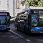 Dos autobuses de las líneas 147 y 133 de la Empresa Municipal de Transportes madrileña (EMT)