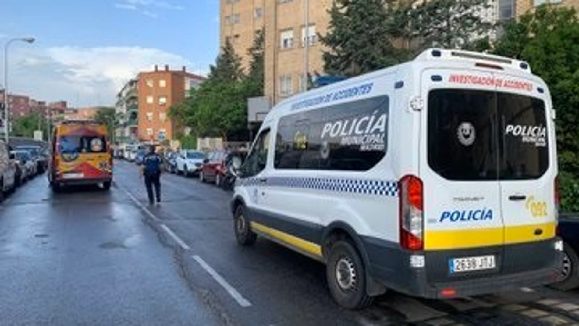 Vehículo de Policía Municipal en un accidente