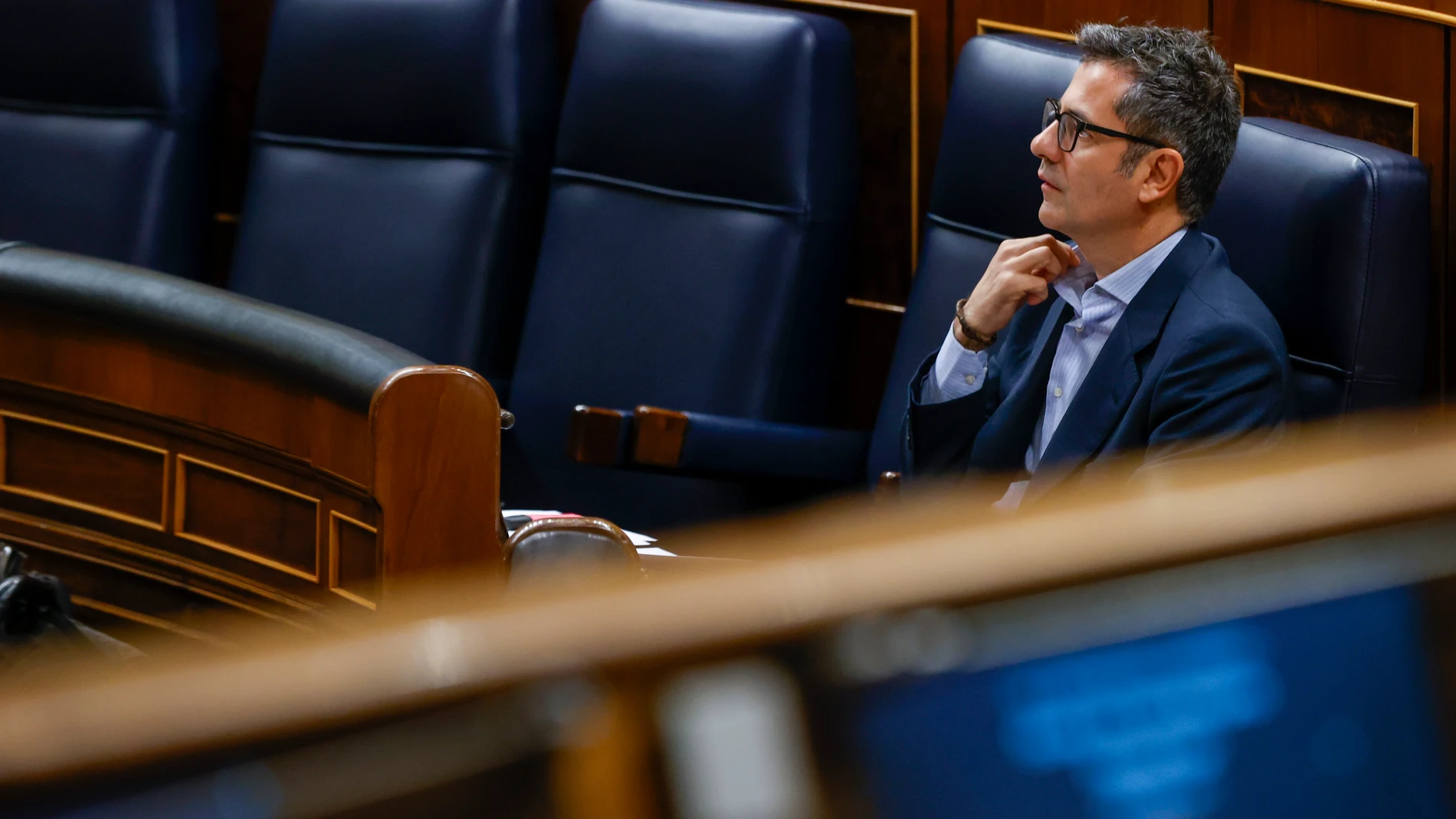El ministro de Presidencia, Félix Bolaños, durante la sesión de control al Gobierno celebrada este miércoles en el Congreso de los Diputados