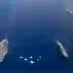 Los buques, en formación en el Mediterráneo