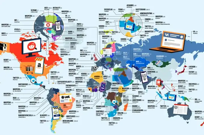 El mapa de las paginas web más visitadas en cada país del mundo