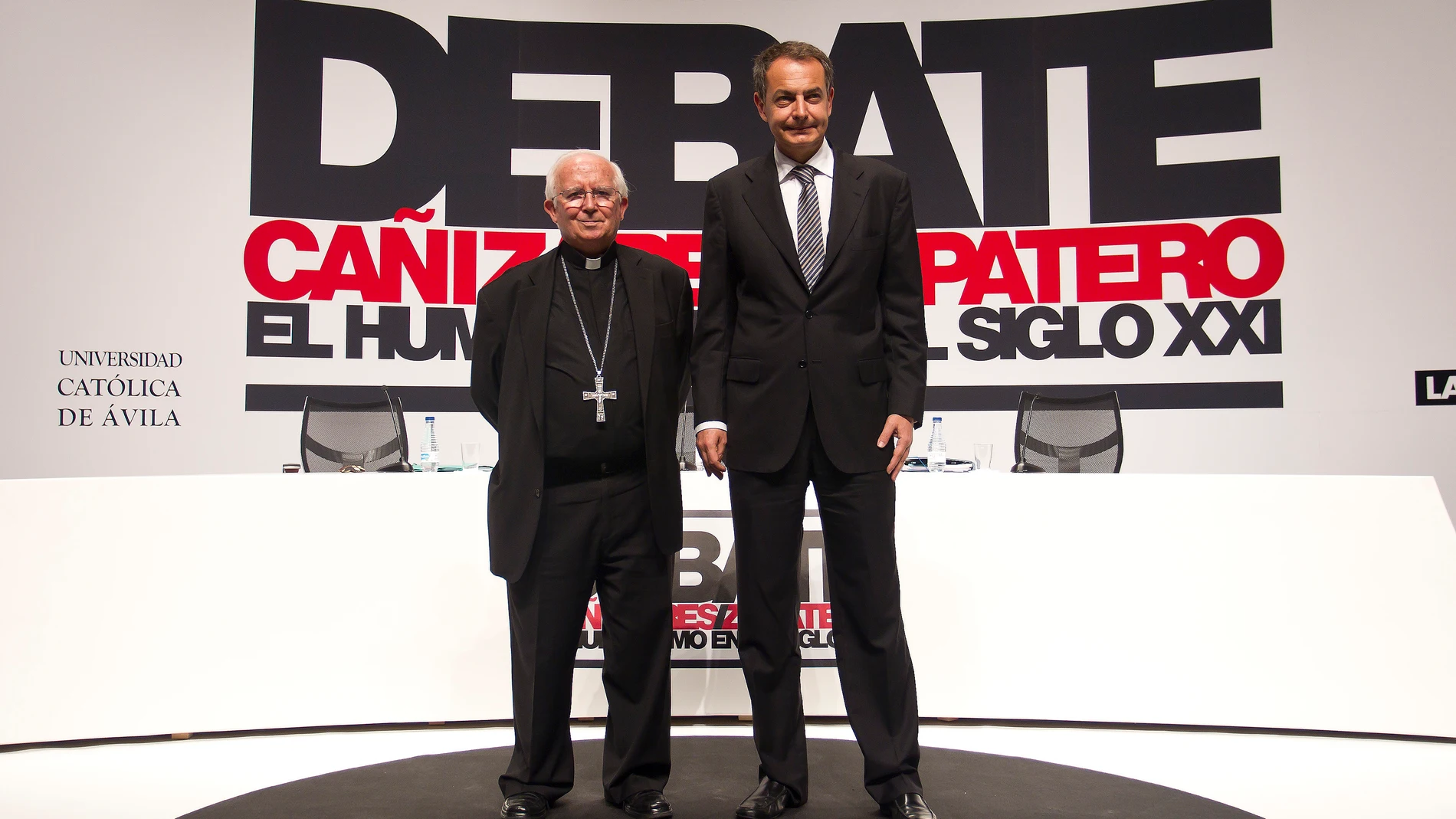 Junto a José Luis Rodríguez Zapatero en el encuentro «El humanismo en el siglo XXI» en la UCAV en el año 2012