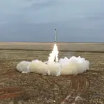Imagen del lanzamiento de un misil ruso Iskander-K