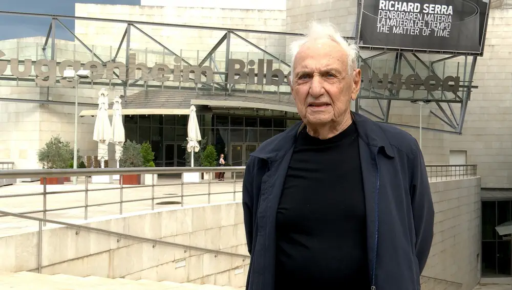 El arquitecto Frank Gerhy, en los actos conmemorativos del 25 aniversario del Museo Guggenheim de Bilbao