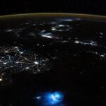 Fotografía tomada desde la Estación Espacial Internacional cuando estaba sobrevolando China el 30 de octubre de 2021