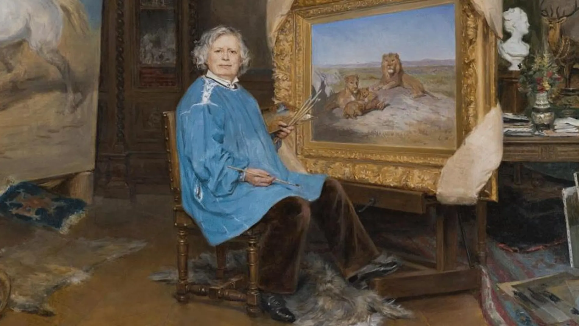 Rosa Bonheur, retratada en 1893 en su estudio por el artista Georges Achille-Fould