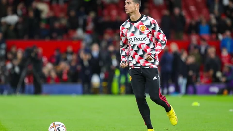 Cristiano Ronaldo en el calentamiento antes del partido ante el Tottenham Hotspur