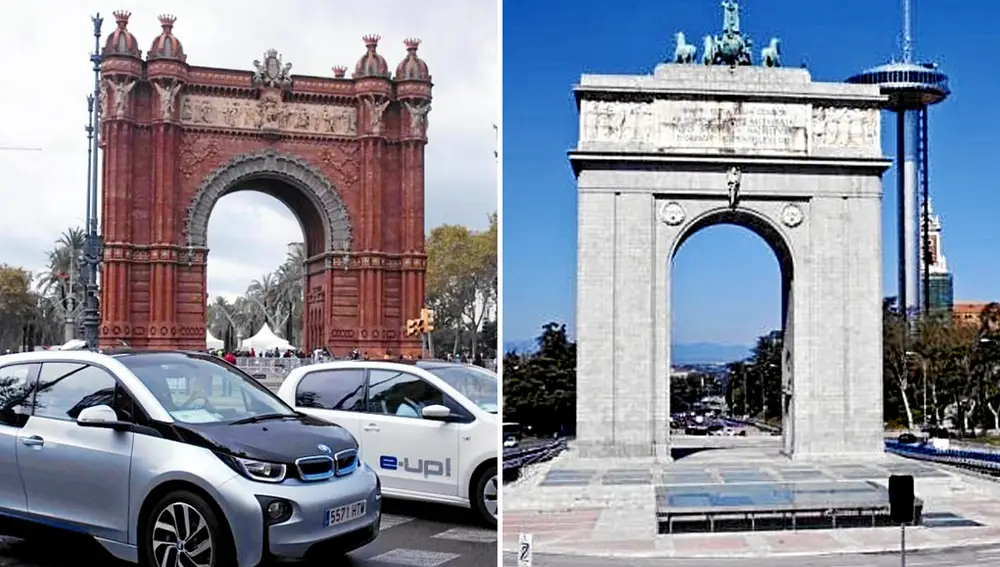 Arco del Triunfo en Barcelona y Arco de la Victoria en Madrid.