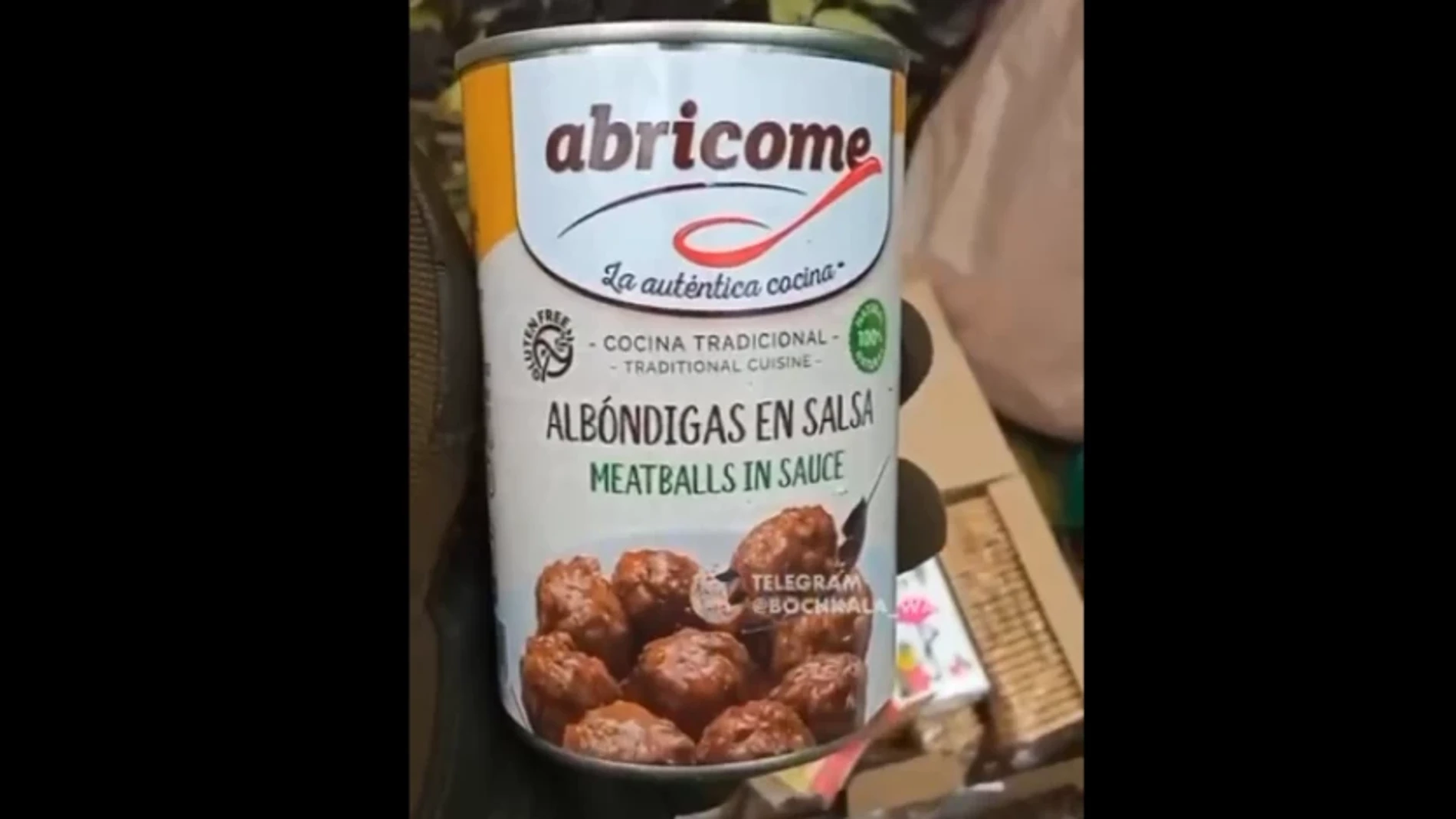 Lata de albóndigas en salsa de la empresa española Abricome