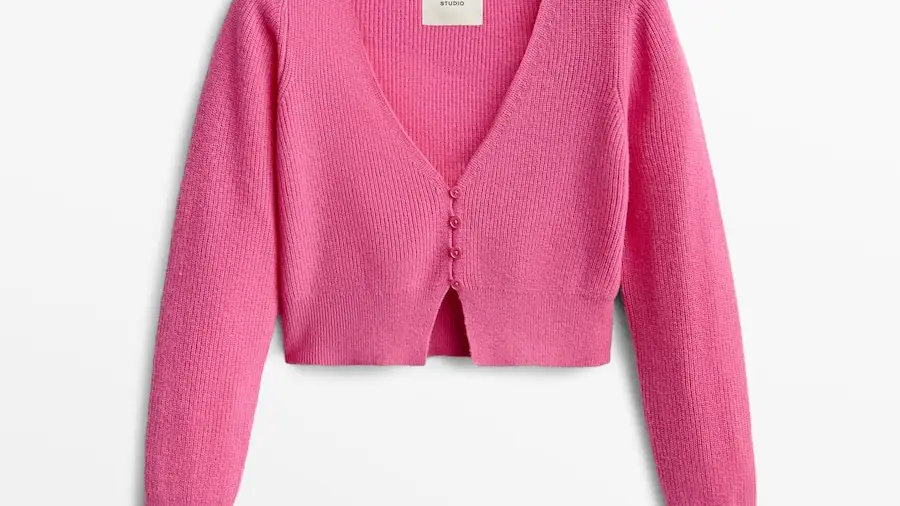 Chaqueta crop punto cashmere-Studio, de Massimo Dutti