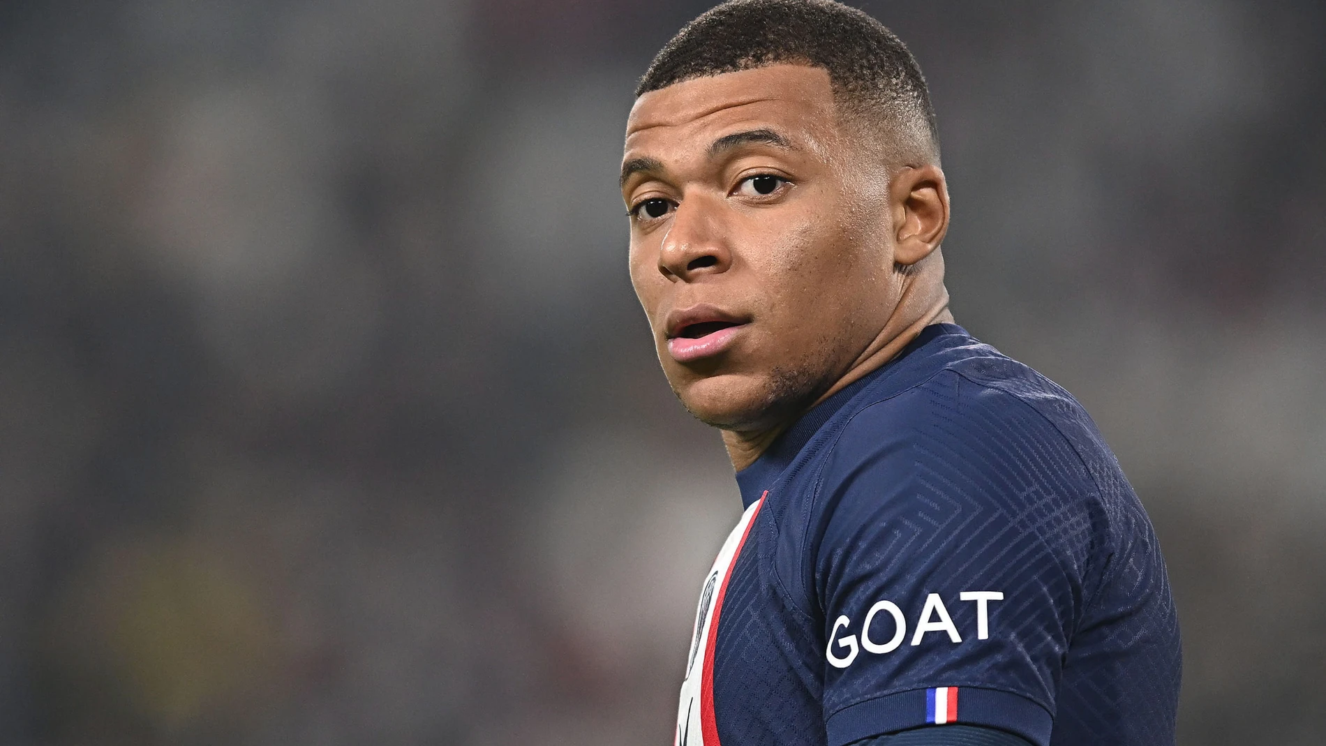 Kylian Mbappe en el último partido del PSG en Champions