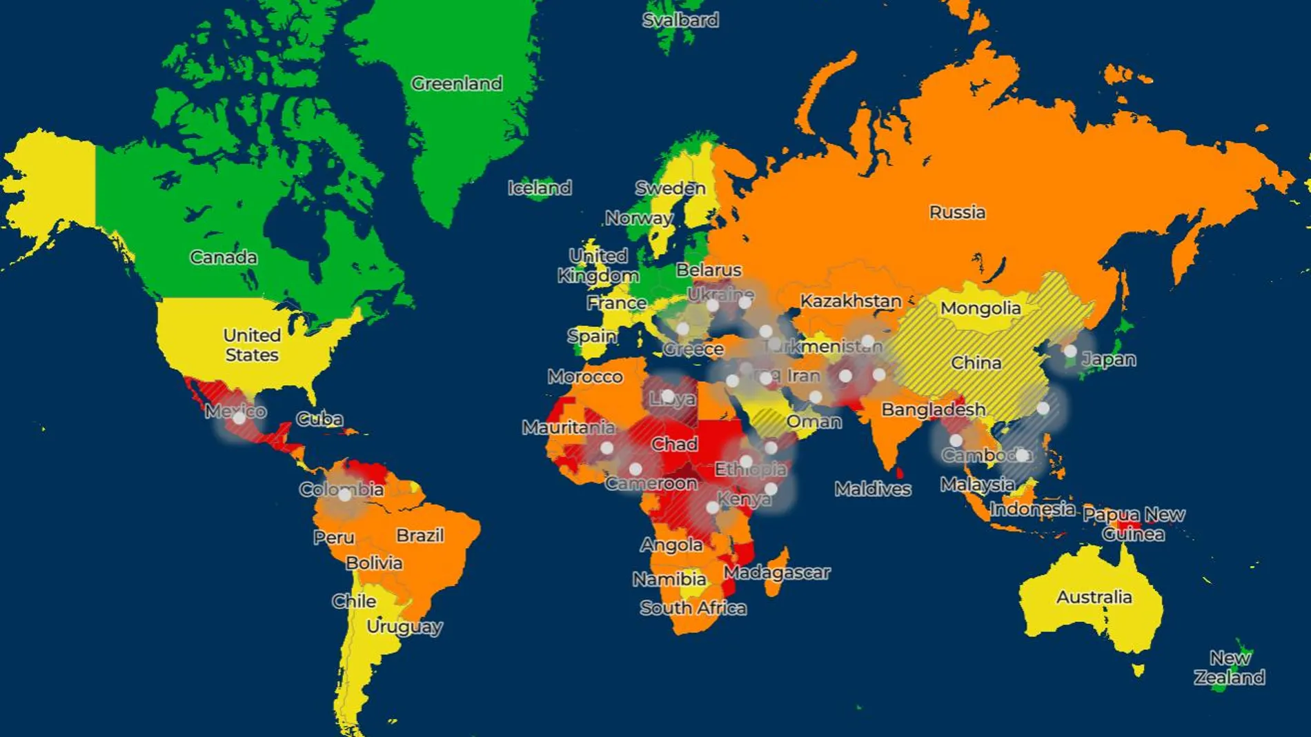 Global Guardian, un proveedor de soluciones de seguridad, califica todos los años los países respecto a su nivel de peligrosidad.